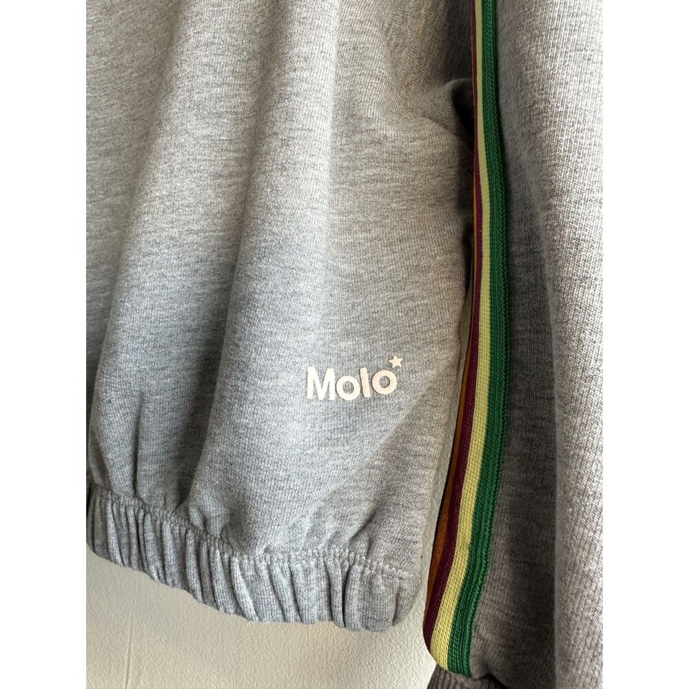 Molo Kids Sweatshirt Size 122 (7Y) Gray Rainbow Stripe Raglan Pullover Crewneck